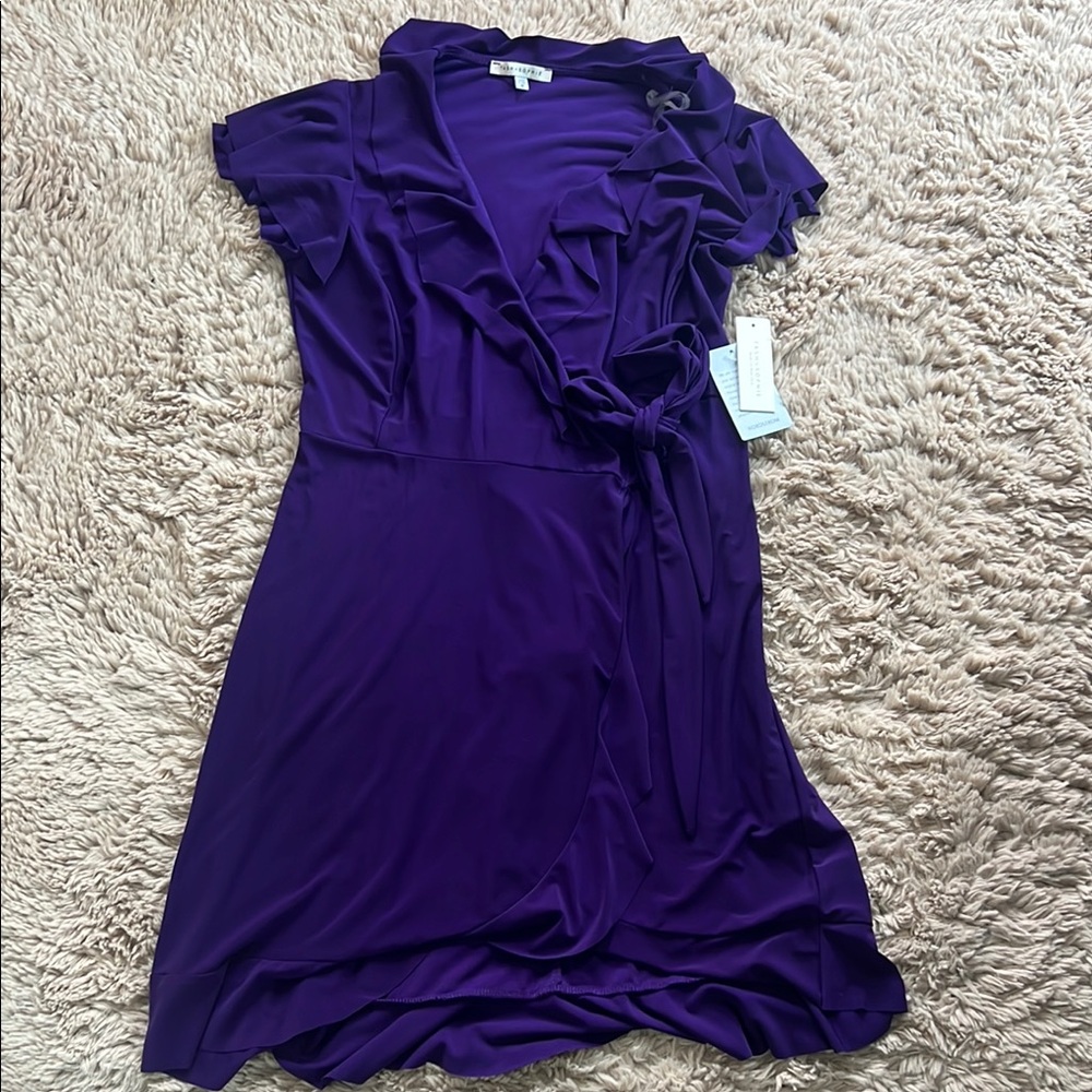 Purple Ruffled Wrap Dress
